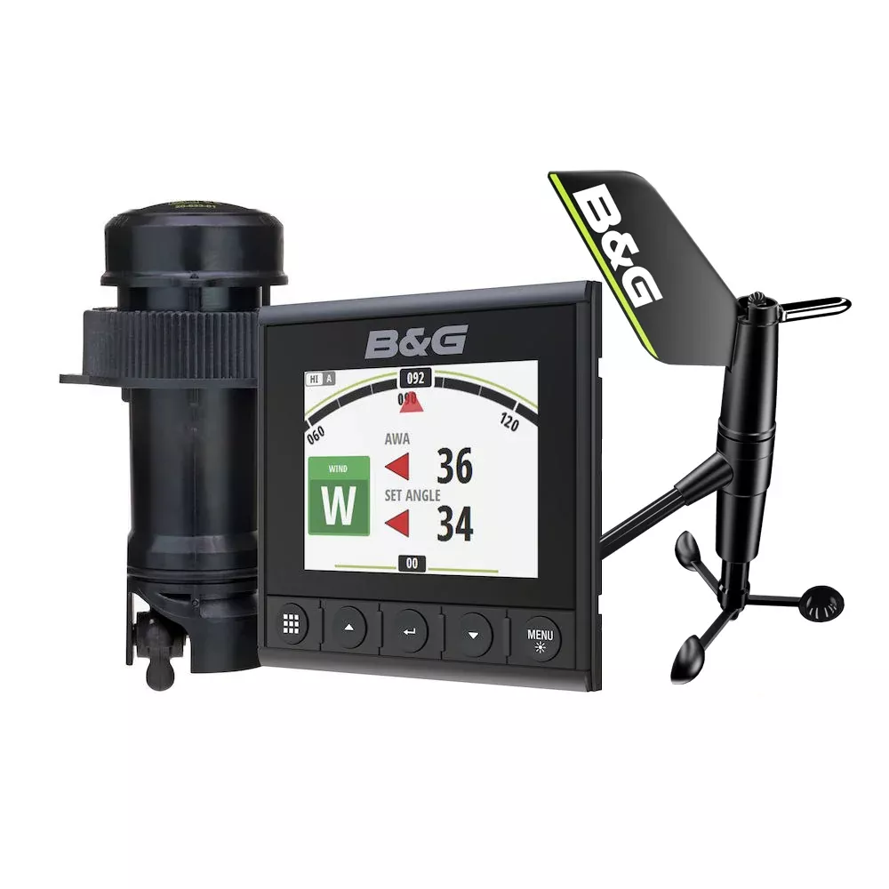 B&G Triton² Speed/Depth/Wind Pack - Triton² Digital Display, DST810 Depth/Speed/Temperature Sensor Transducer, WS310 Wind Sensor, and NMEA 2000 Micro-C Backbone Kit (000-14955-002)