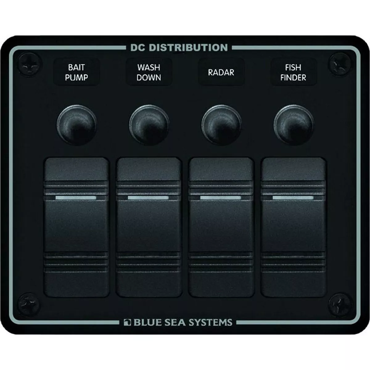 Blue Sea 8372 Water Resistant 4 Position - Black - Horizontal Mount Panel