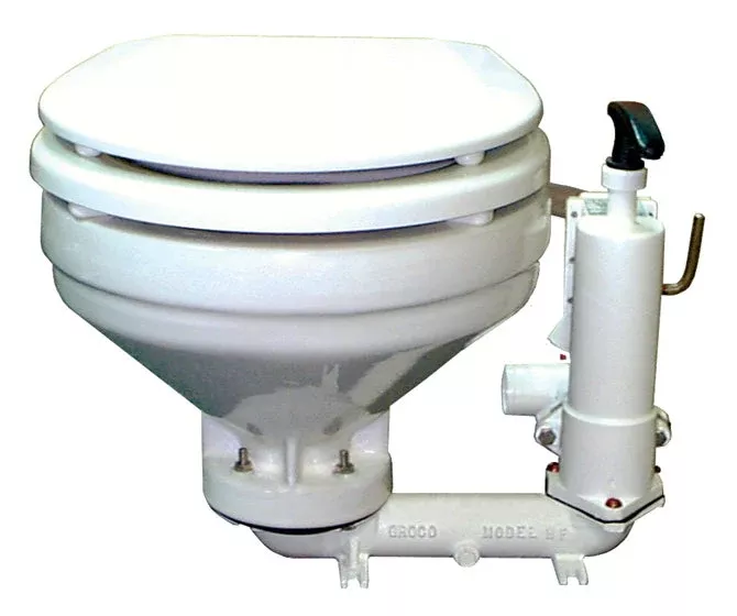 Groco Toilet w/Manual Handle Bronze Base*