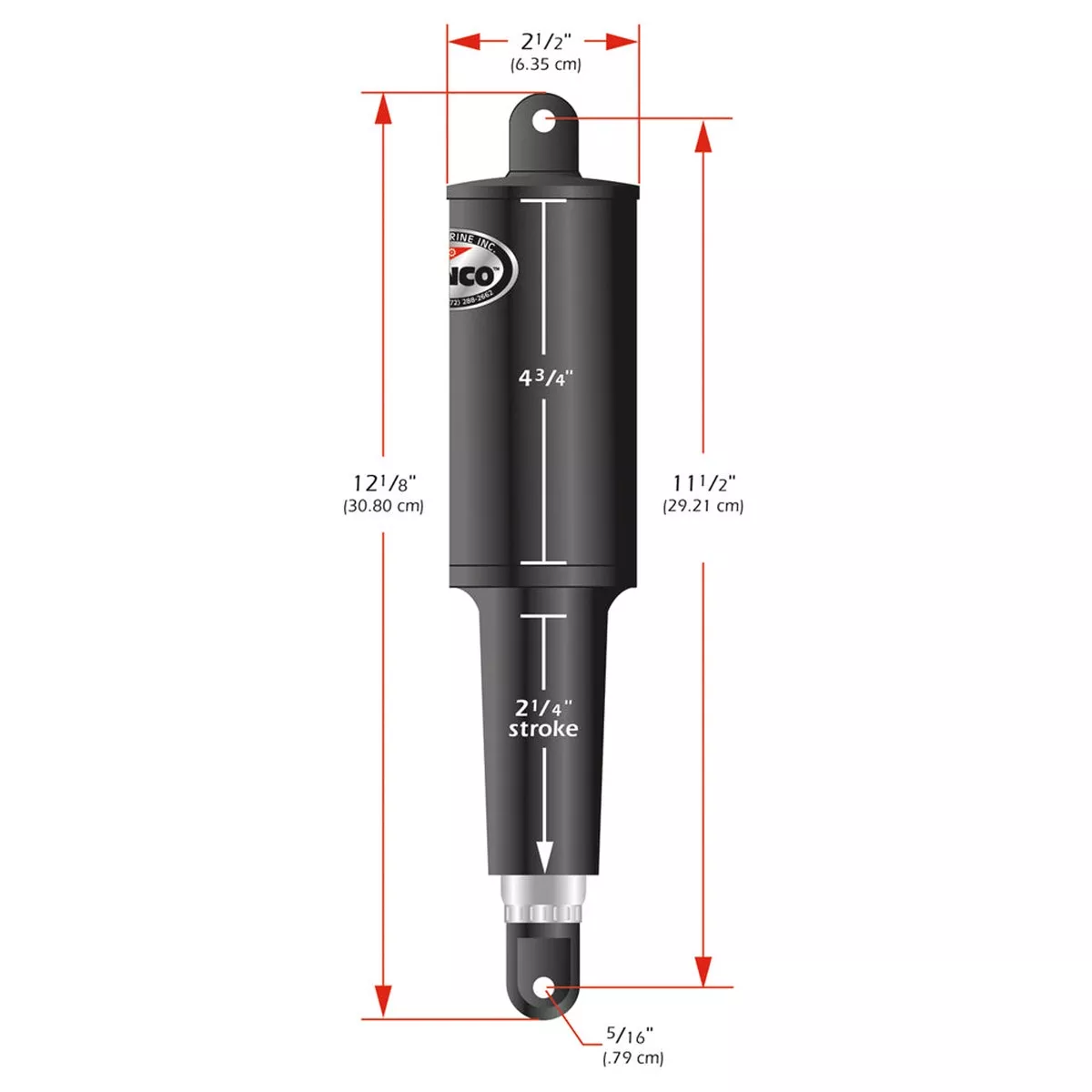 Lenco 101 Standard Actuator - 12V - 2-1/4" Stroke