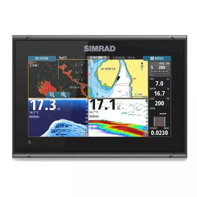 Simrad GO9 XSE Chartplotter/Fishfinder with MED/HI Downscan Transom-Mount Transducer and C-MAP Discover Chart (000-13211-002)