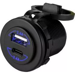 USB C USB A Dual Socket Round