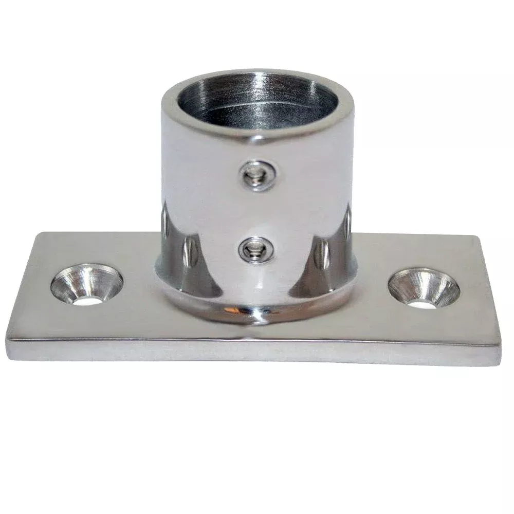 Whitecap 1" O.D. 90 Degree 2-Hole Rectangle Base SS Rail Fitting