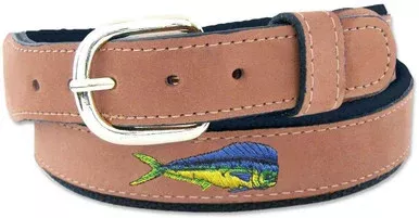 Zep-Pro Dolphin Embroidered Leather Belt – Size 38
